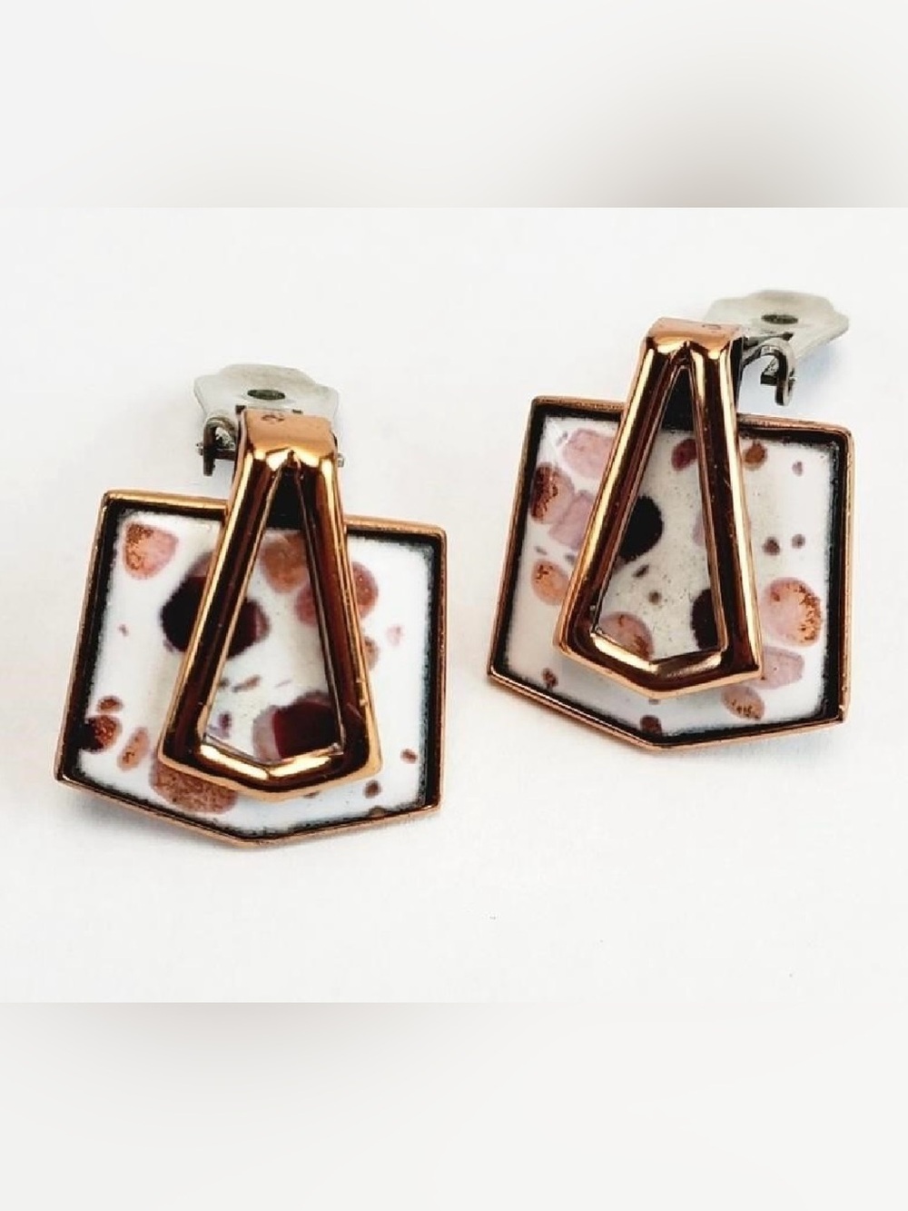 Signed Matisse vintage Geometric Clip-on Earrings